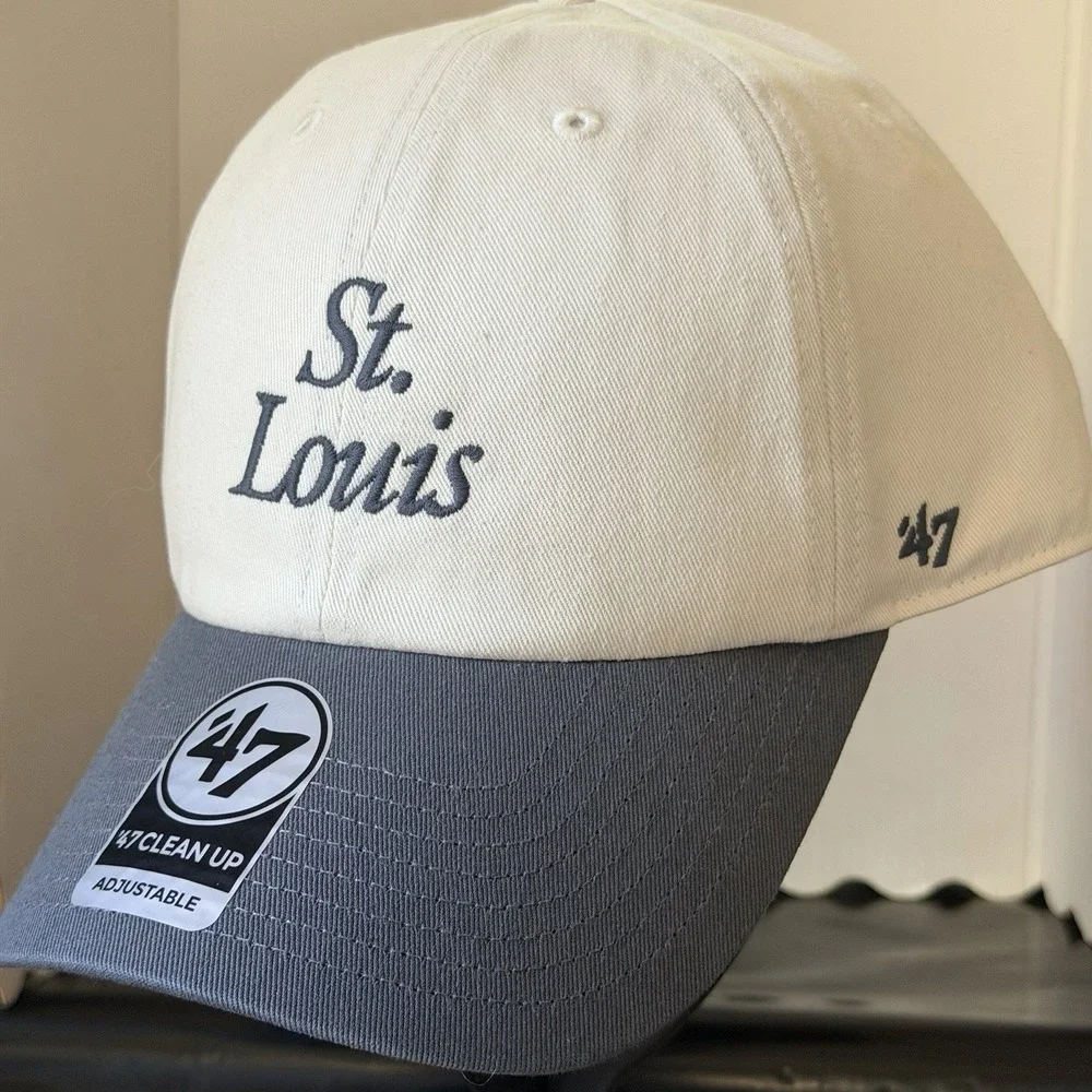New St. Louis Cardinals Hat Script Cream & Gray '47 Brand Clean Up Adjustable